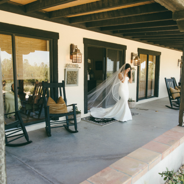 la hacienda snow hill bride spanish colonial porch wedding portrait