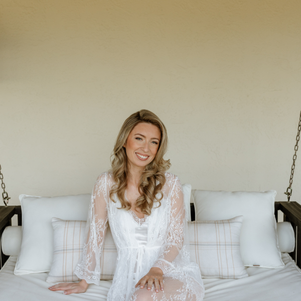 la hacienda snow hill bride white lace robe getting ready