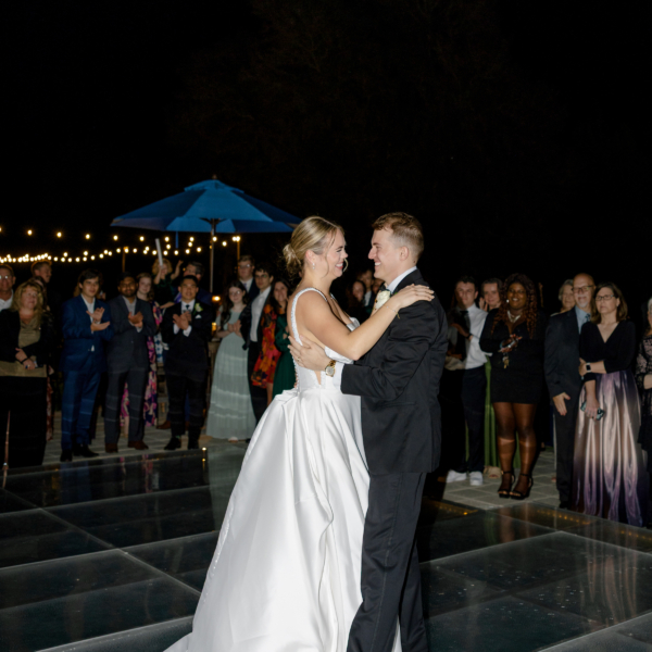 la hacienda snow hill first dance glass floor nighttime wedding