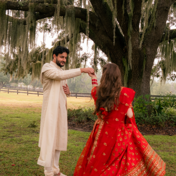 la hacienda snow hill indian wedding couple dancing outdoor ceremony
