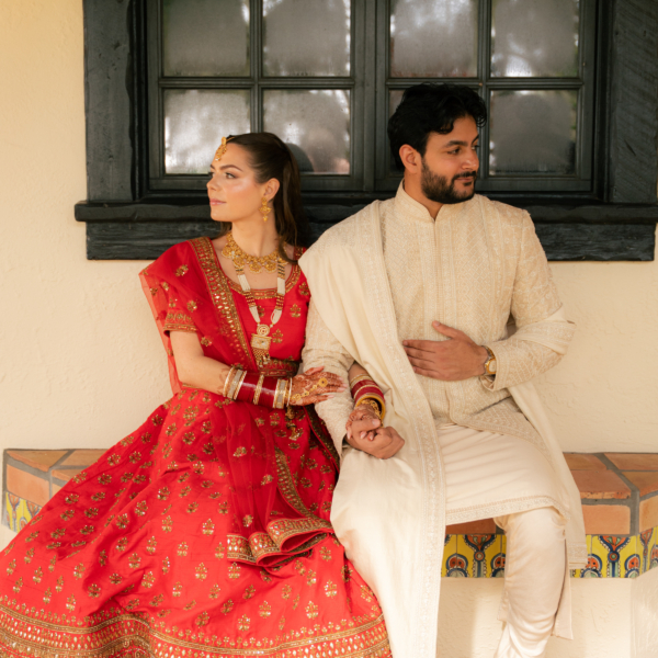 la hacienda snow hill indian wedding couple traditional attire