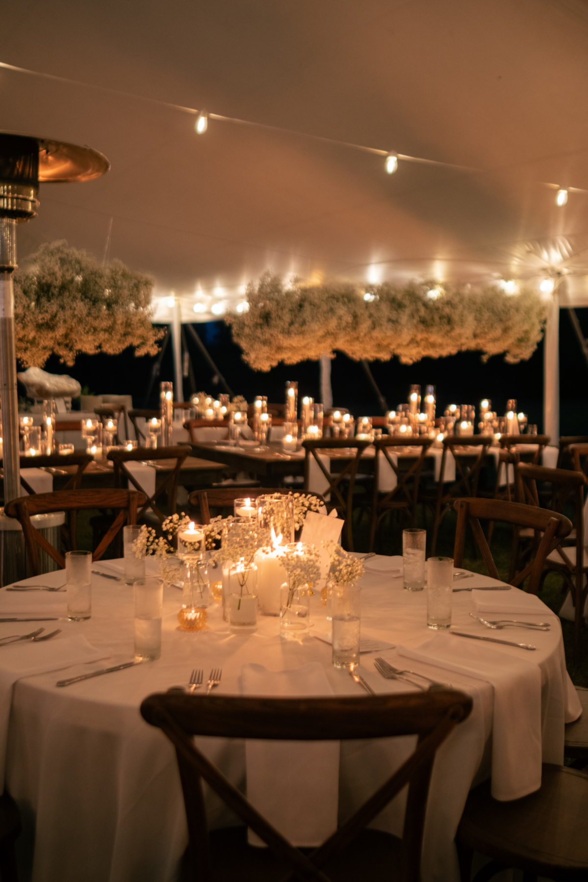 la hacienda snow hill romantic candlelit wedding reception dining