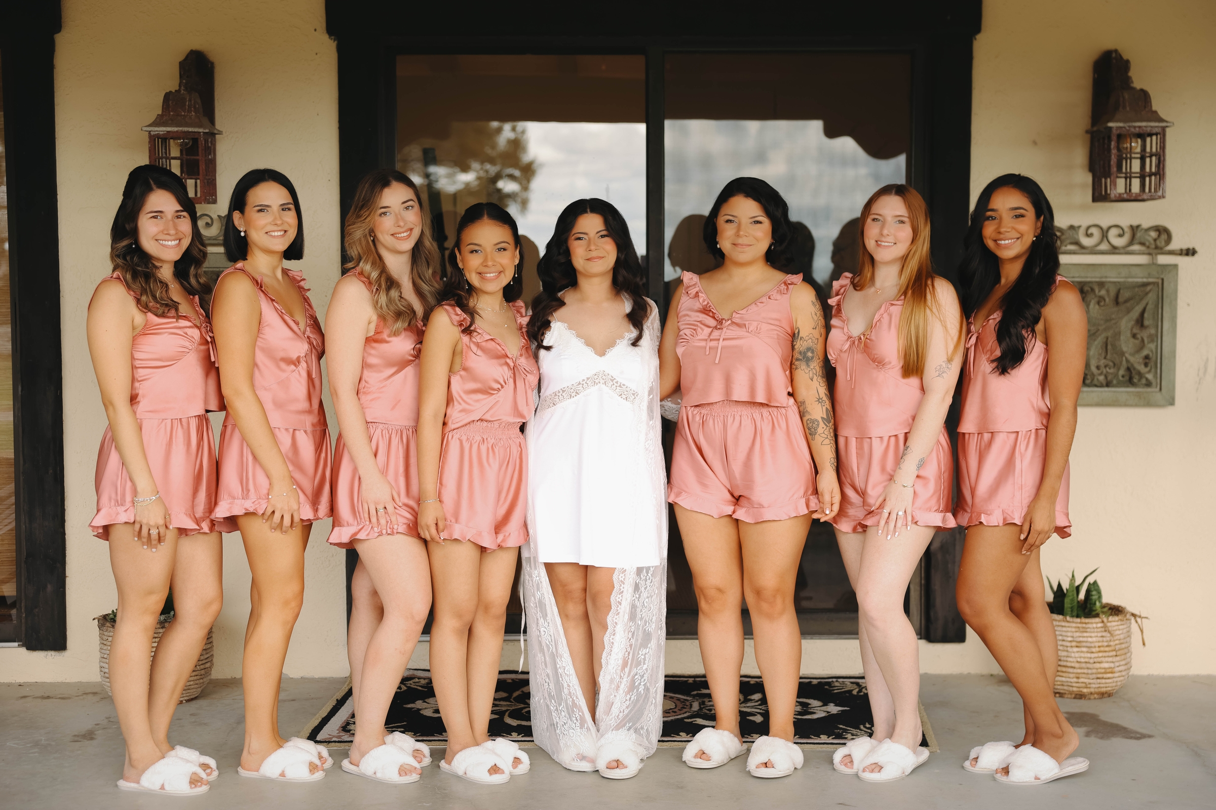 la hacienda snow hill bride bridesmaids pink robes getting ready - Vibrant Spring Weddings: The Must See Trend at La Hacienda On Snow Hill la hacienda snow hill bride bridesmaids pink robes getting ready