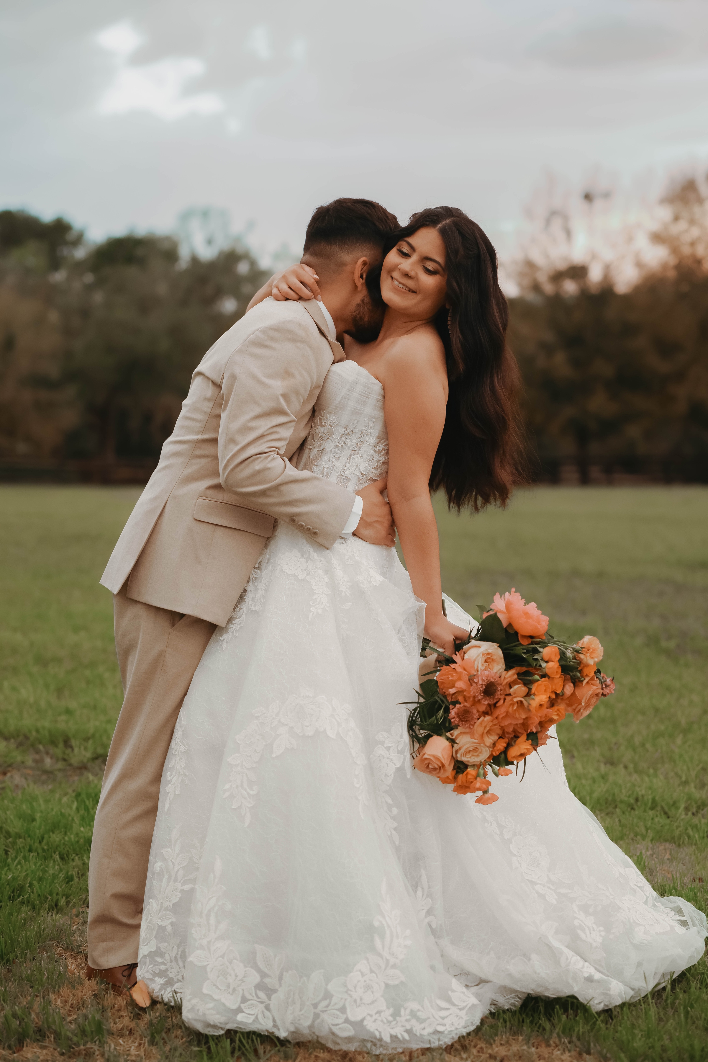 la hacienda snow hill romantic couple embrace sunset wedding portrait - Vibrant Spring Weddings: The Must See Trend at La Hacienda On Snow Hill la hacienda snow hill romantic couple embrace sunset wedding portrait