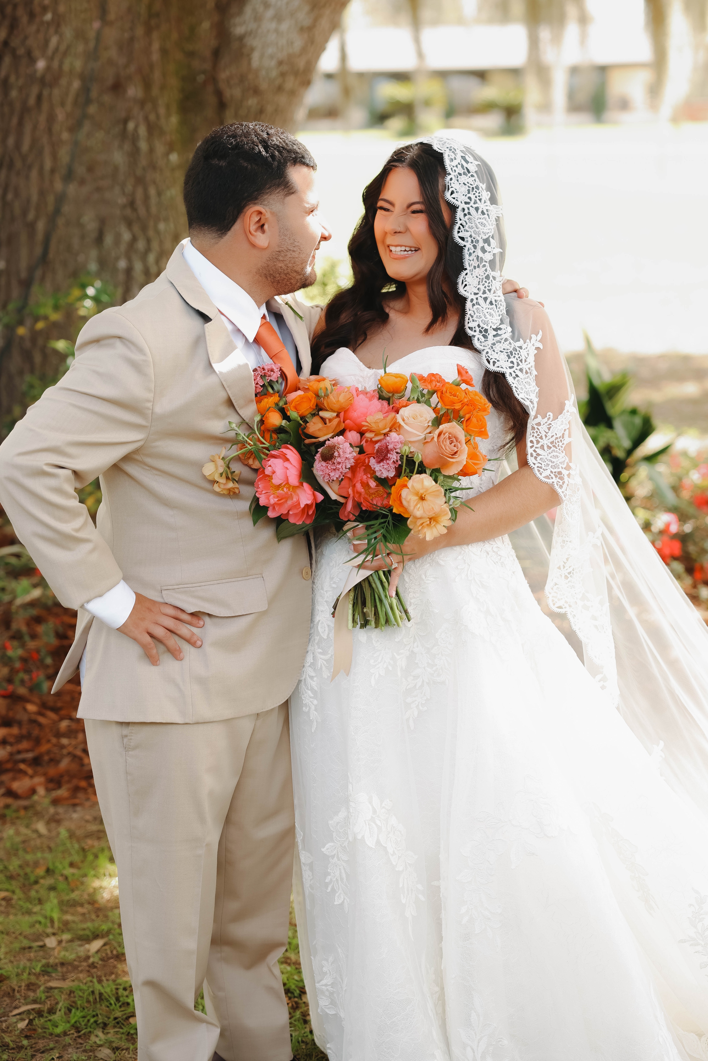 la hacienda snow hill spring colors couple bride laughing - Vibrant Spring Weddings: The Must See Trend at La Hacienda On Snow Hill la hacienda snow hill spring colors couple bride laughing